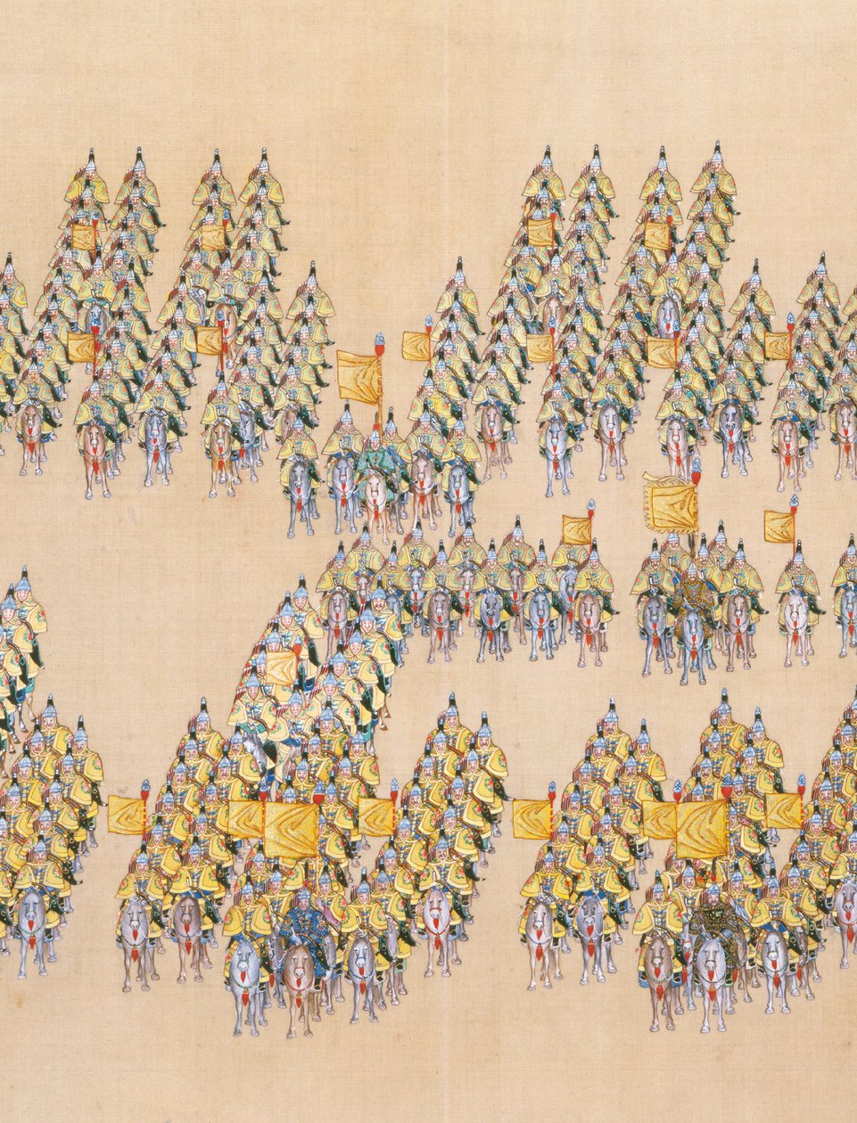Revisão do imperador Qianlong sobre o grande desfile de tropas, corridas de mãos de Chinese School