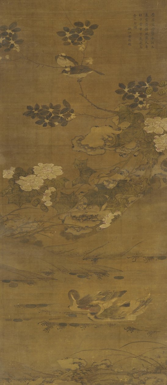 Flores, patos e outras aves, Dinastia Ming ou Qing, do século XV ao XVIII de Chinese School