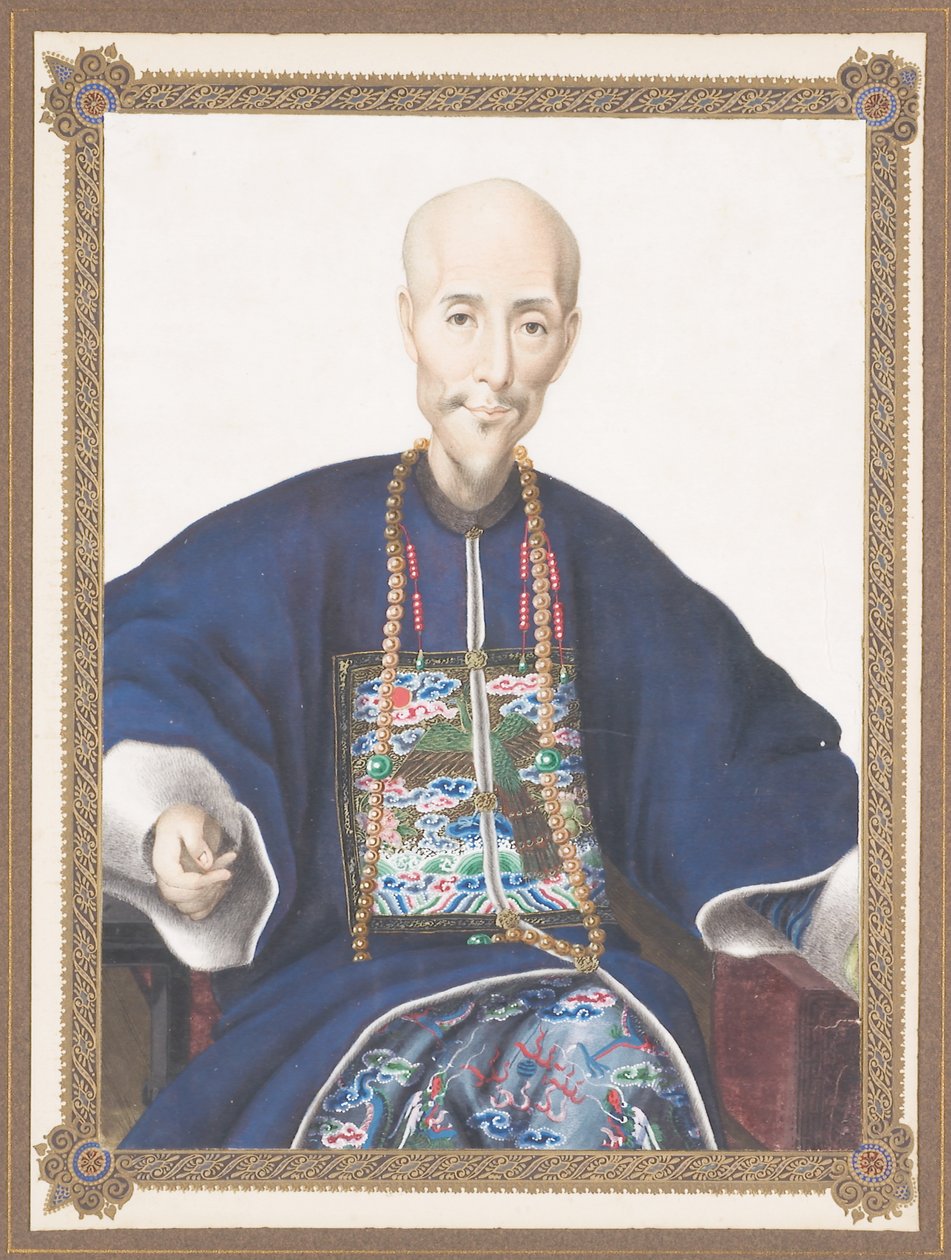 Retrato emoldurado de Howqua de Chinese School