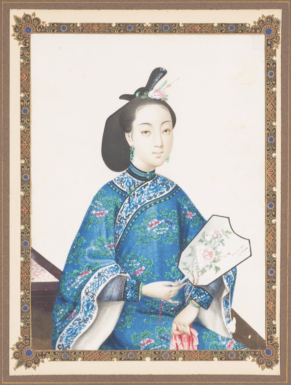 Retrato emoldurado da esposa de Howqua, c.1850-70 de Chinese School
