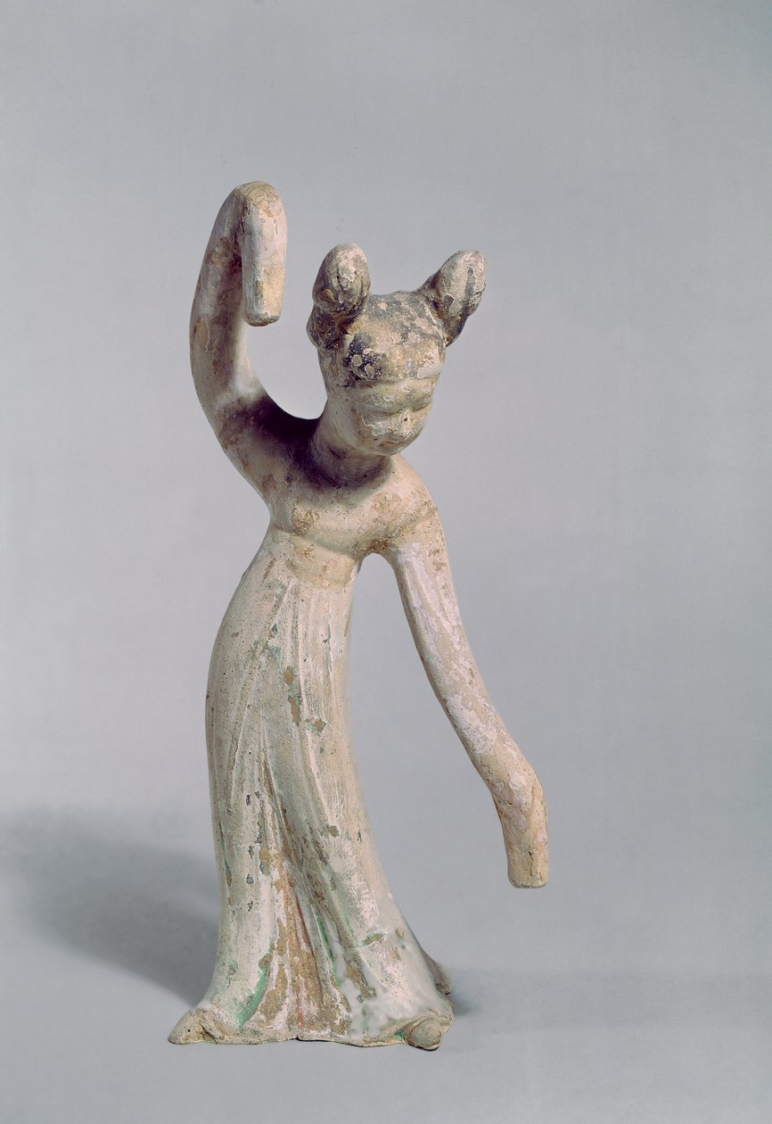 Estátua funerária de uma dançarina, dinastia Tang (618-907) de Chinese School
