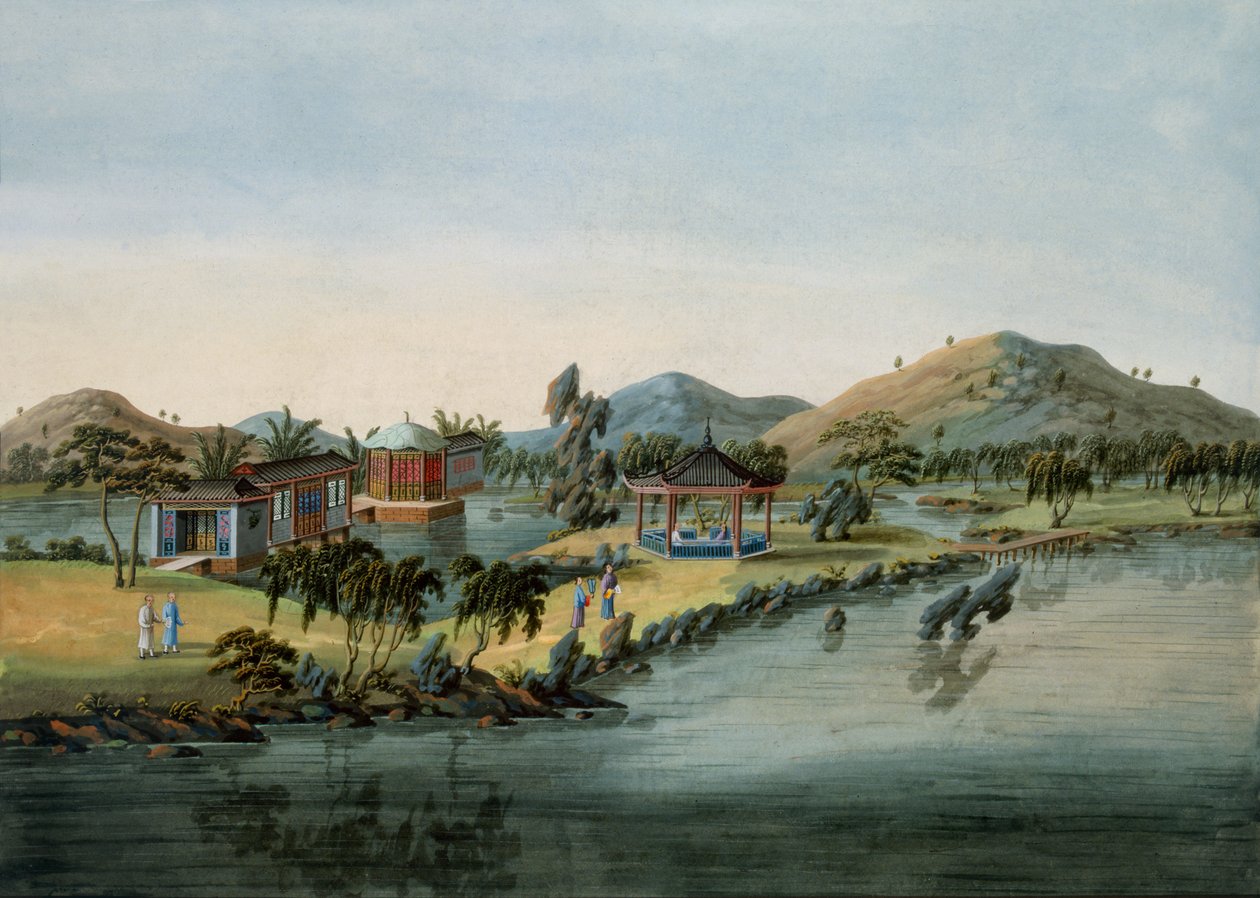 Cena do Jardim, c.1820-40 (wc no papel) de Chinese School