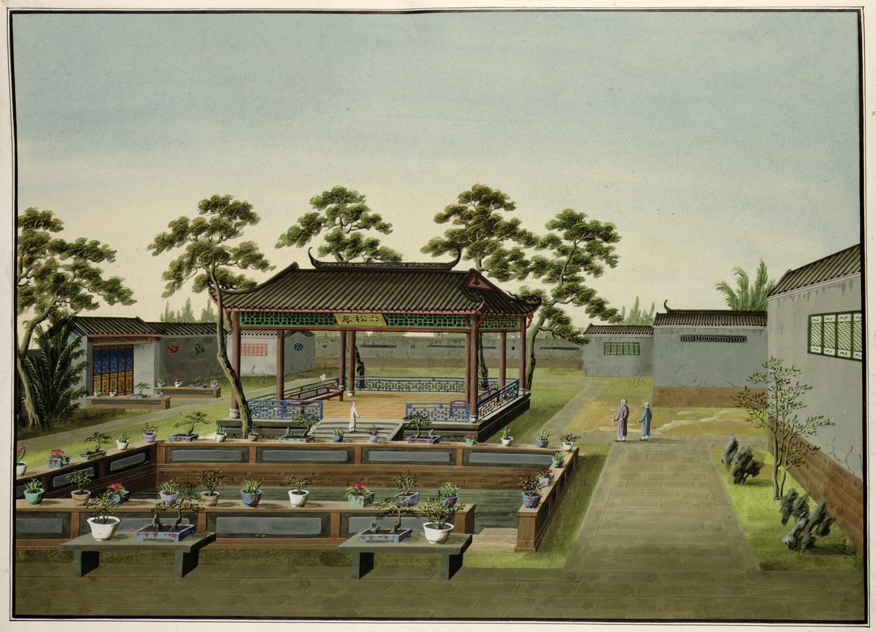 Cena do Jardim, c.1820-40 (wc no papel) de Chinese School
