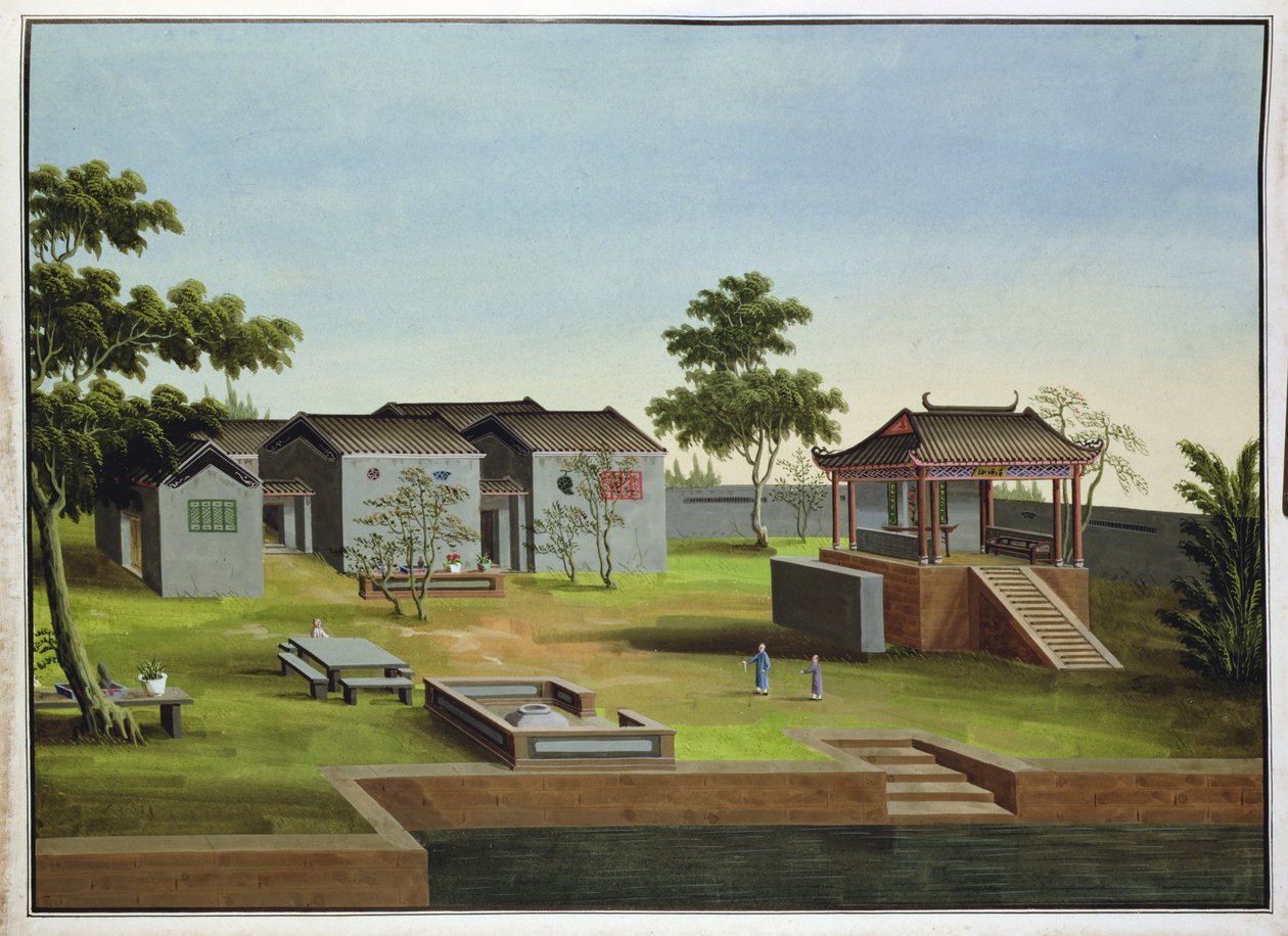 Cena do Jardim, c.1820-40 (wc no papel) de Chinese School