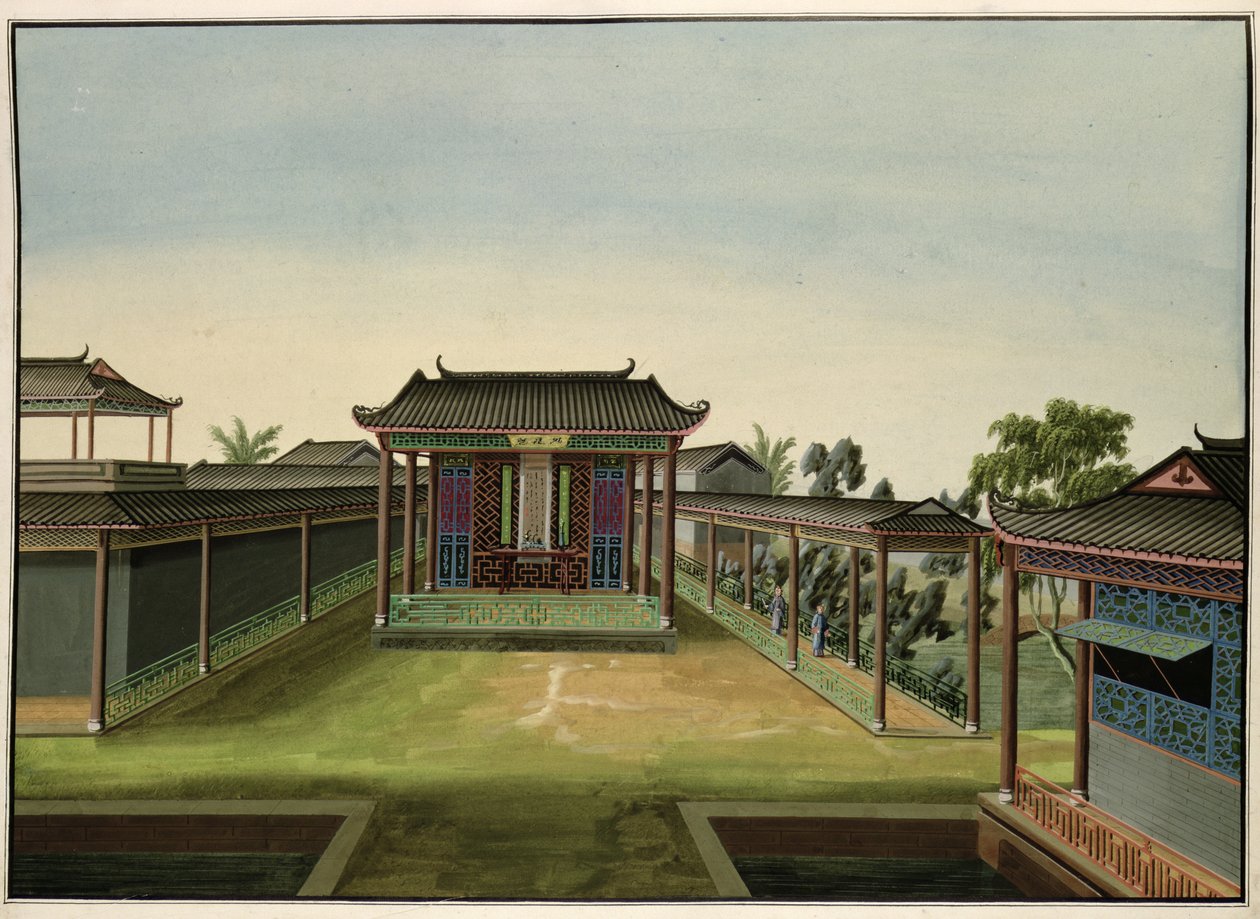 Cena do Jardim, c.1820-40 (wc no papel) de Chinese School