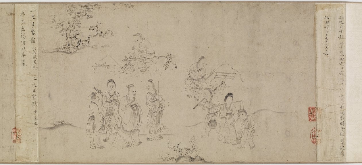 Ilustrações do Sétimo Mês das Odes de Bin, dinastia Song ou dinastia Yuan, meados do século XIII a meados do século XIV (tinta sobre papel) de Chinese School