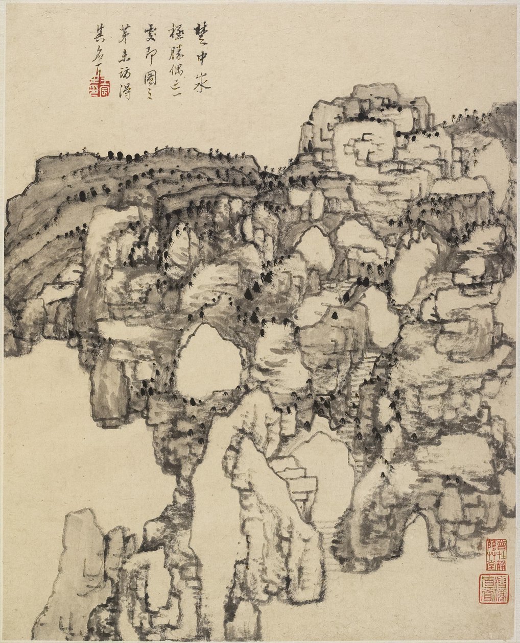 Paisagem (tinta no papel) de Chinese School