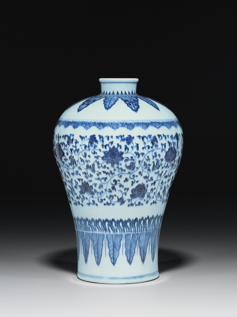 Vaso estilo Ming, Meiping, pintado no estilo do século 15 de Chinese School