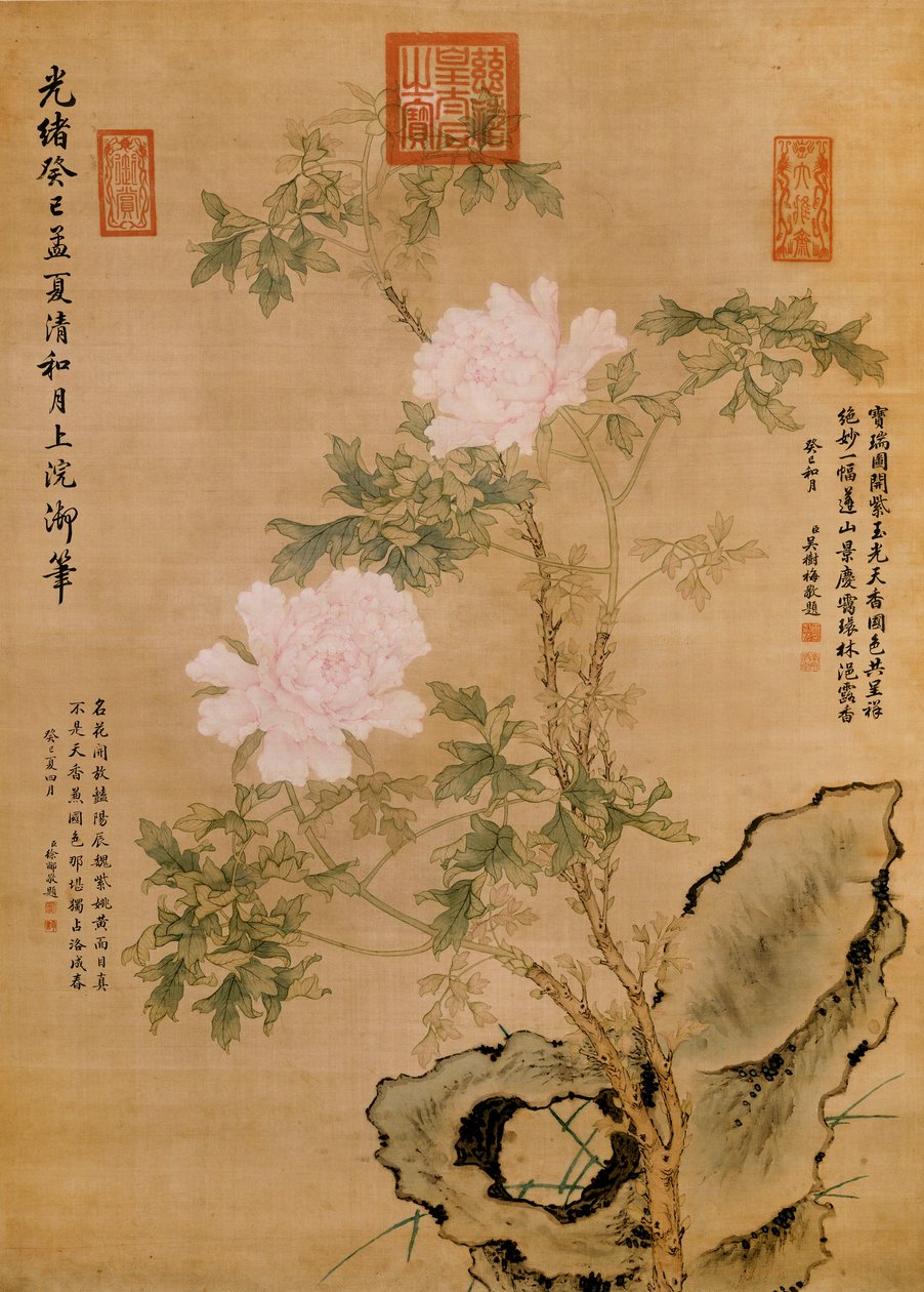 Peônias e Rocha, 1893 de Chinese School