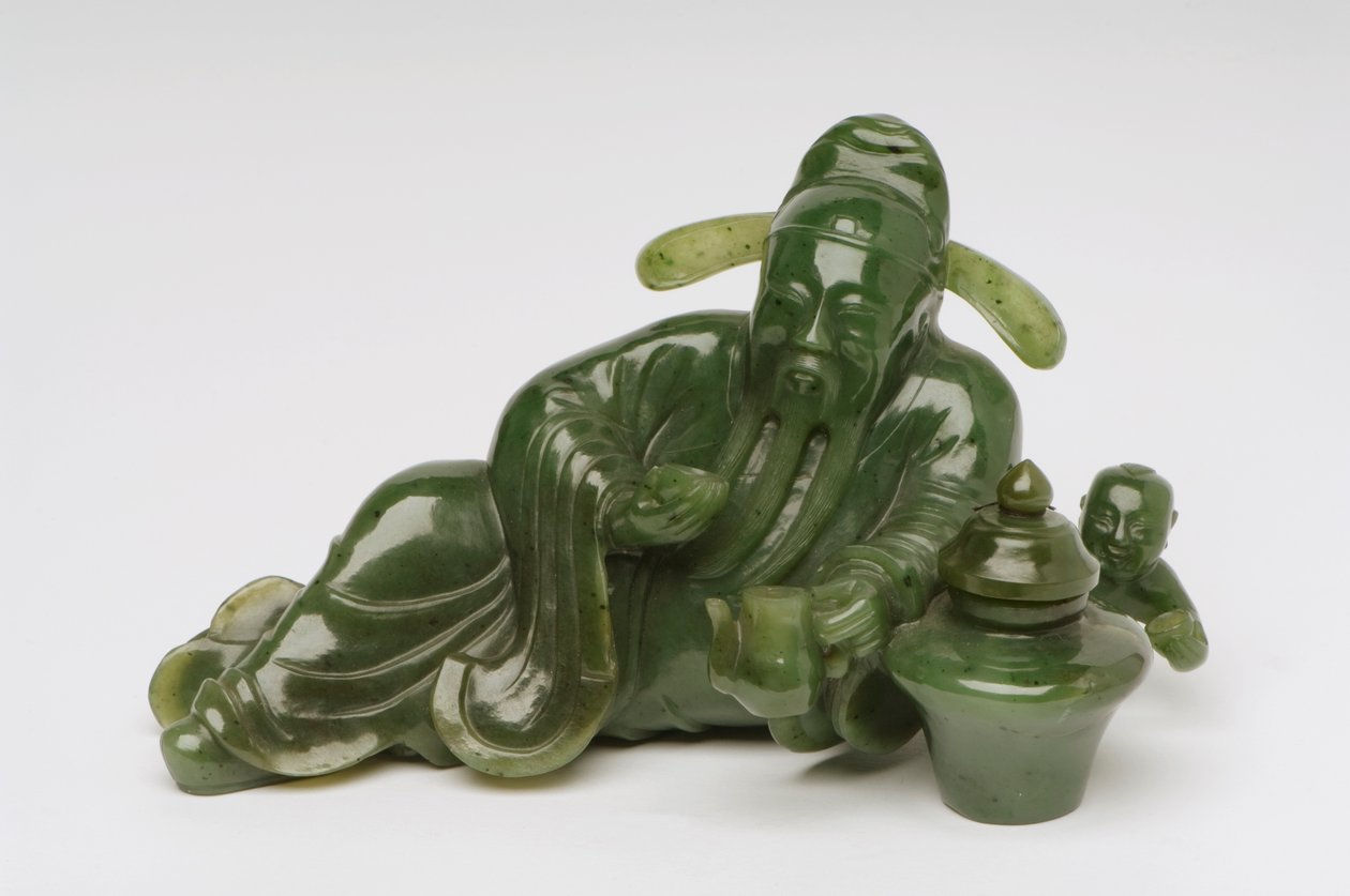 Figura chinesa erudita recostada (jade) de Chinese School
