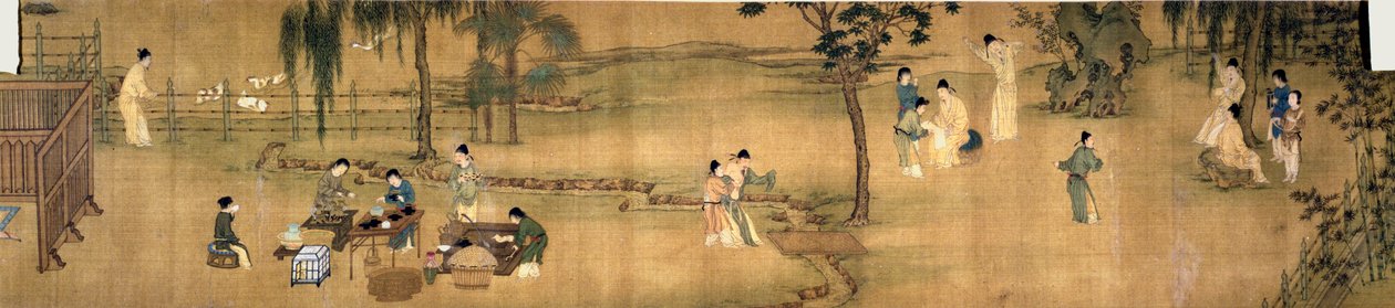 Estudiosos "reunidos em um jardim de bambu de Chinese School