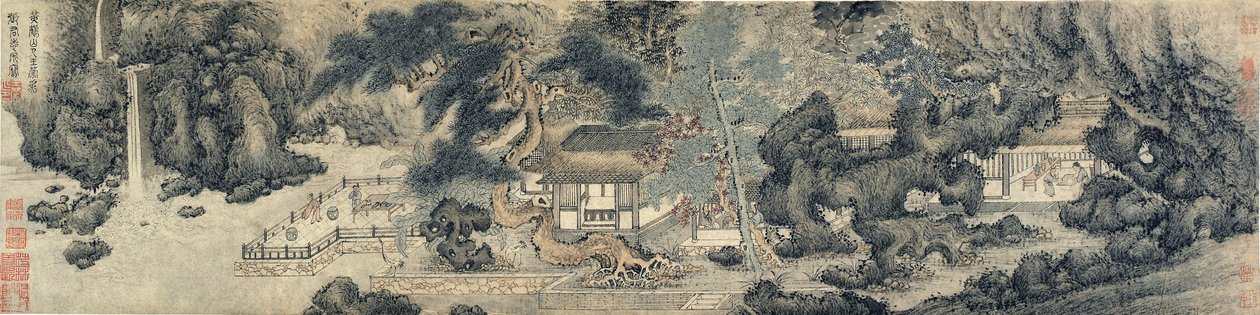 O Salão dos Pais Facilidade, dinastia Ming ou Qing, possivelmente do século XVII (tinta e cor sobre papel) de Chinese School
