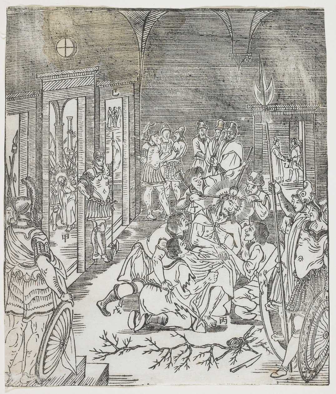 The Mocking of Christ, 1637 (impressão em xilogravura) de Chinese School