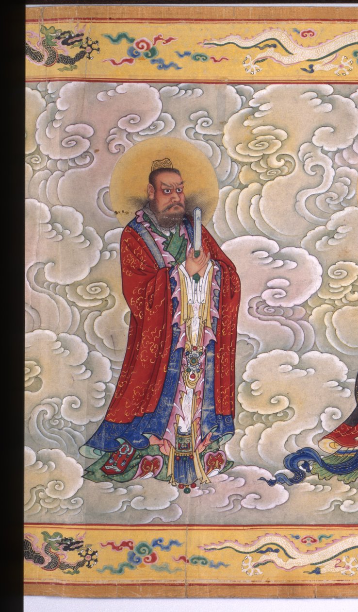 A Ordenação da Imperatriz Zhang, 1493 (tinta, cor e ouro sobre papel) de Chinese School