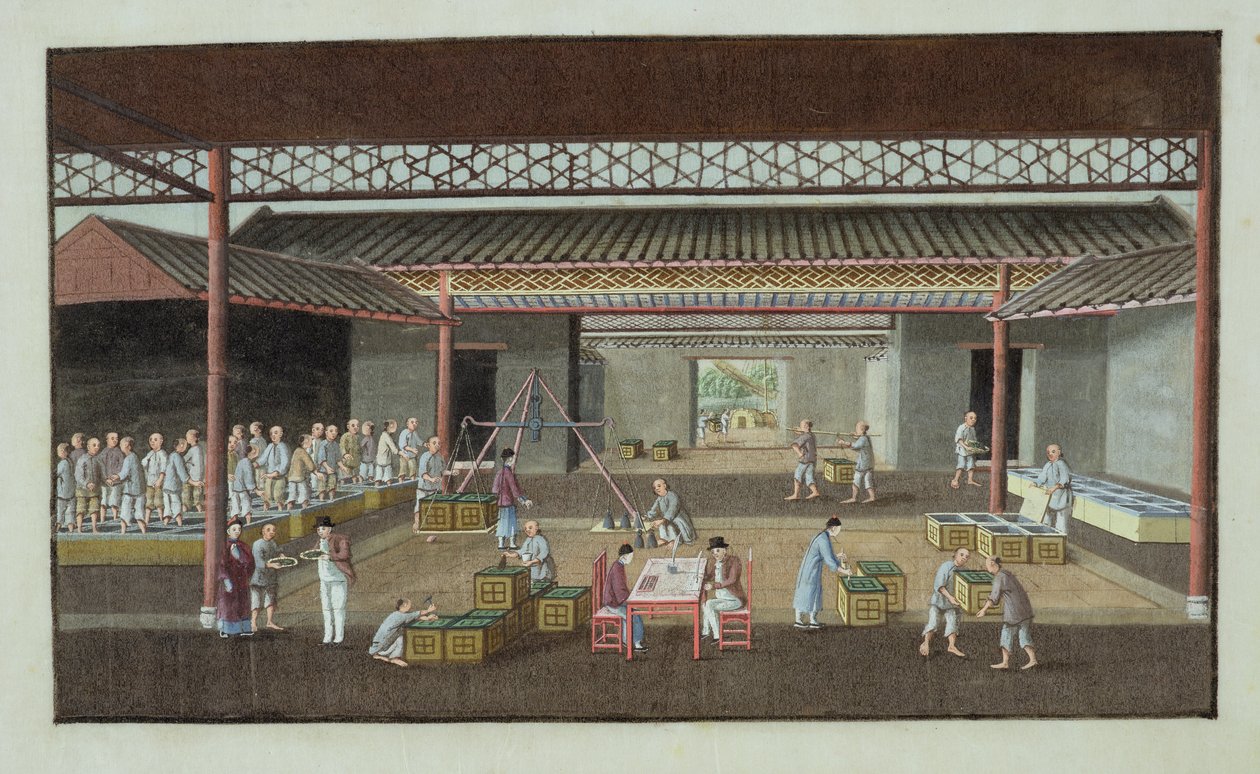 The Tea Depot (guache em seda) de Chinese School