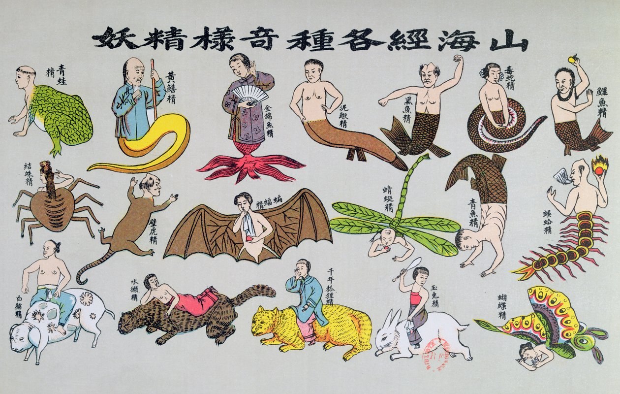 Várias reencarnações da alma em formas animais, reproduzidas em Recherche sur les superstitions en Chine pelo Padre Henri Dore e publicadas em 1911 de Chinese School