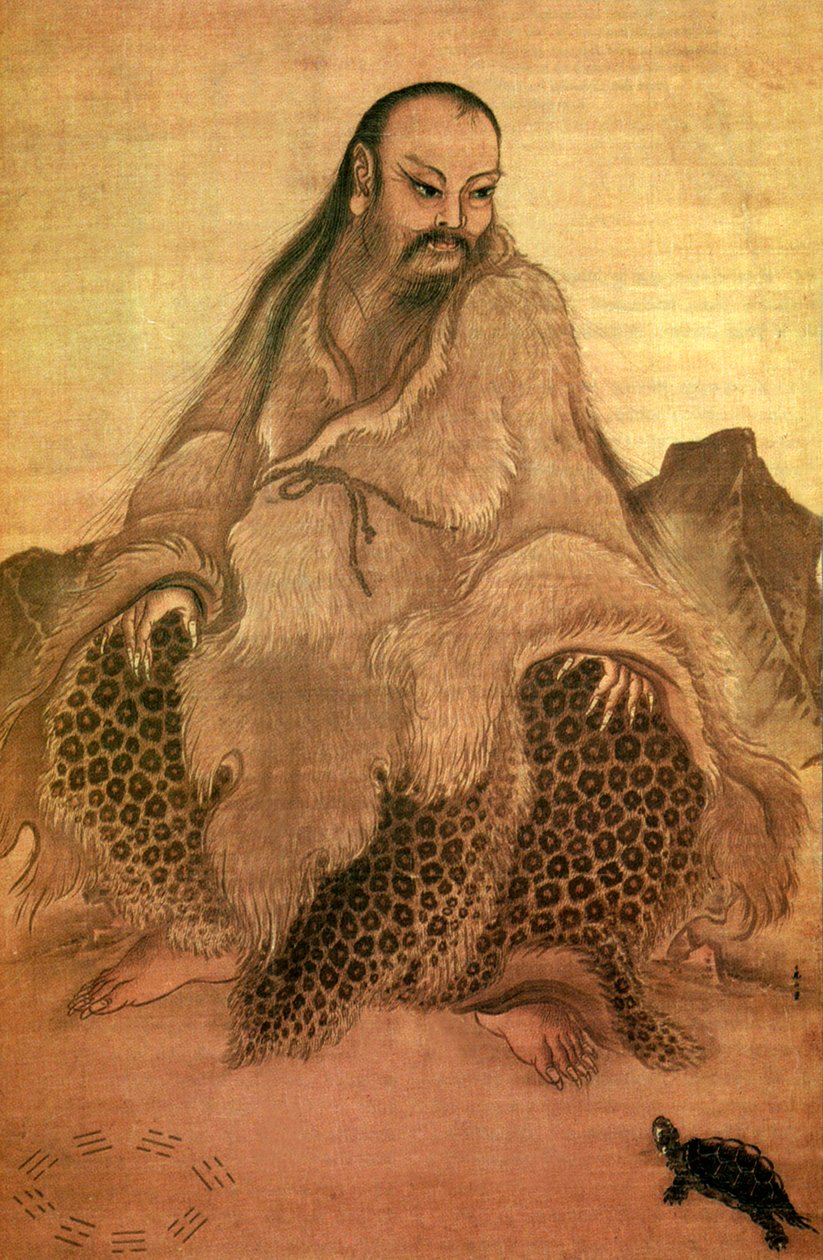 Fu Xi (tinta e cor no papel) de Chinese School Chinese School