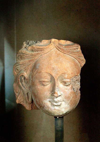 Cabeça de um grande Bodhisattva (terracota) de Chinese School Chinese School