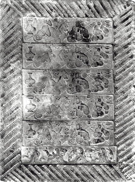 Tijolo funerário estampado, dinastia Han (206 aC-220 dC) (terracota) de Chinese School Chinese School