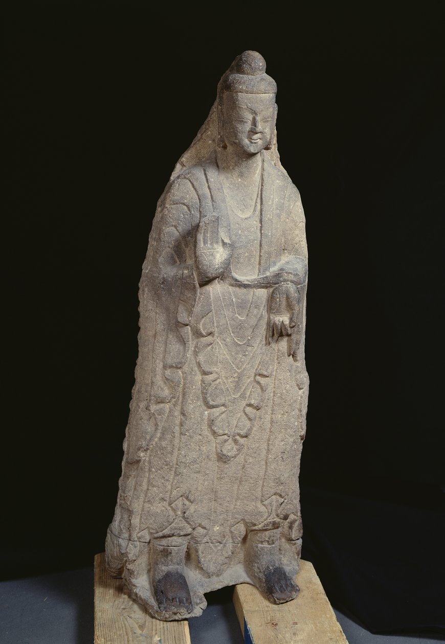 Estátua do Buda Sakyamuni, dinastia Wei do Norte, c.386-534 (calcário) de Chinese School Chinese School