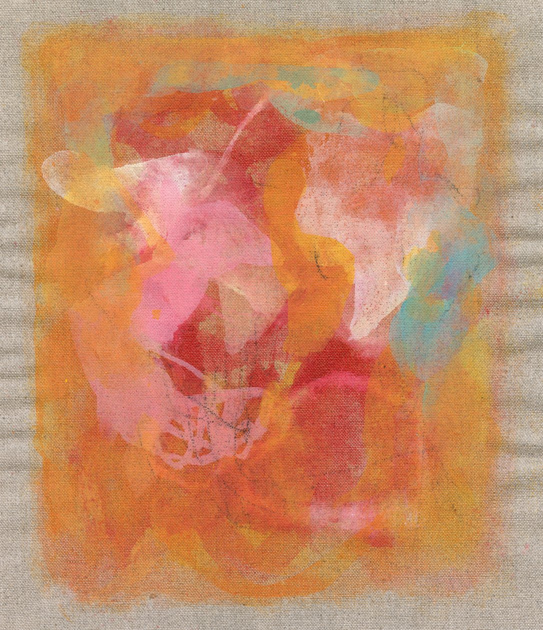Composição abstrata I, 2023 (técnica mista - tinta acrílica, carvão vegetal sobre linho) de Ching Fun Tso
