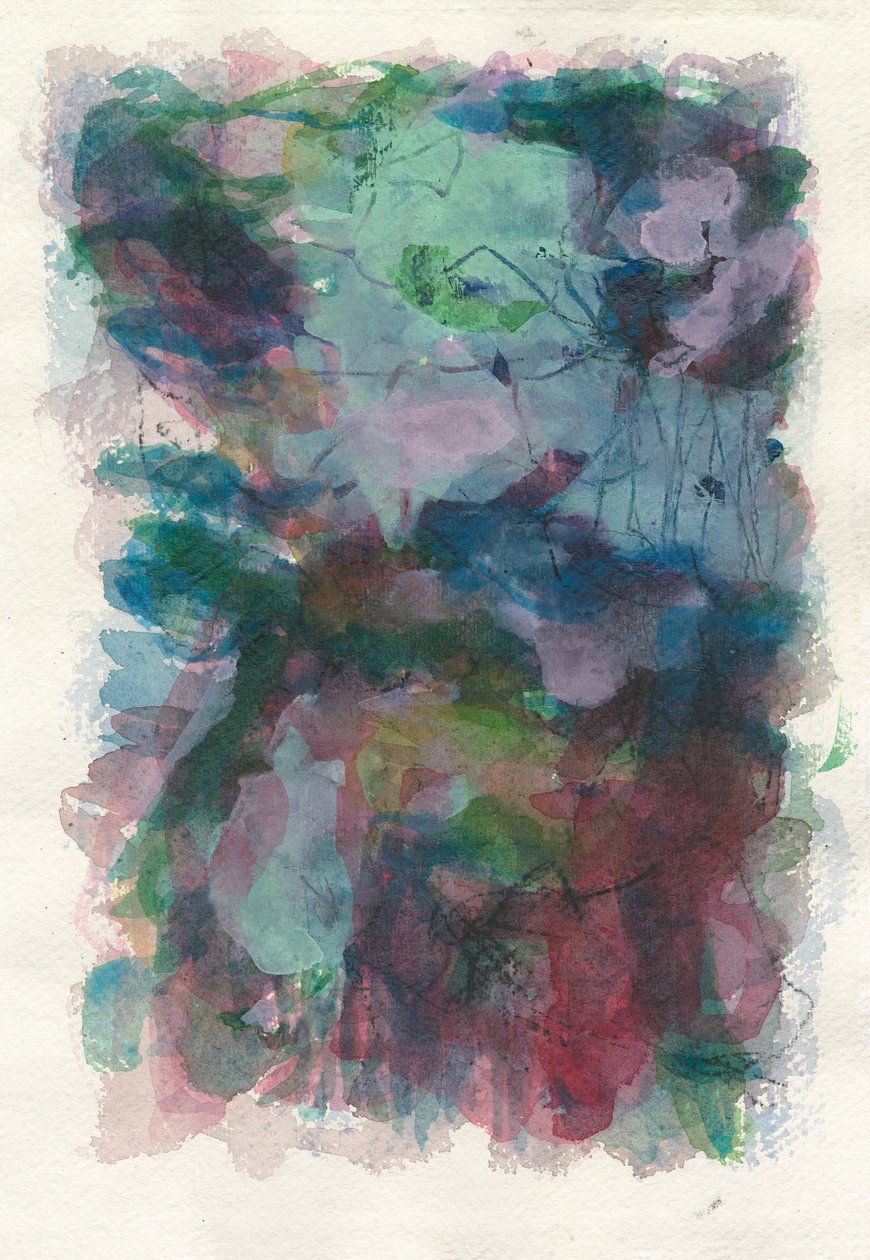 Composição abstrata, Série orgânica/plantas, 2021 (aguarela, guache e carvão sobre papel de aguarela) de Ching Fun Tso