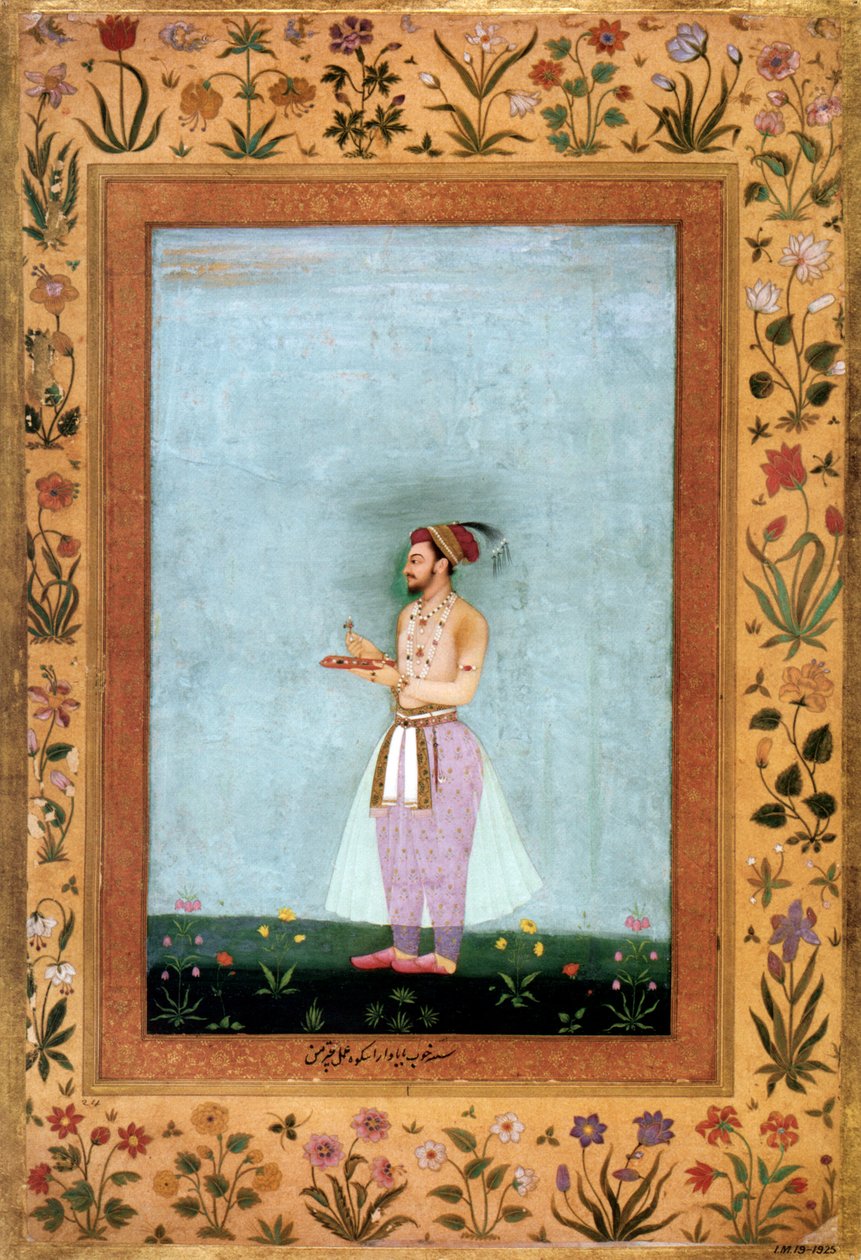 O príncipe mogol Dara Shokuh com um tabuleiro de jóias, c. 1640 (miniatura) de Chitarman Chitarman