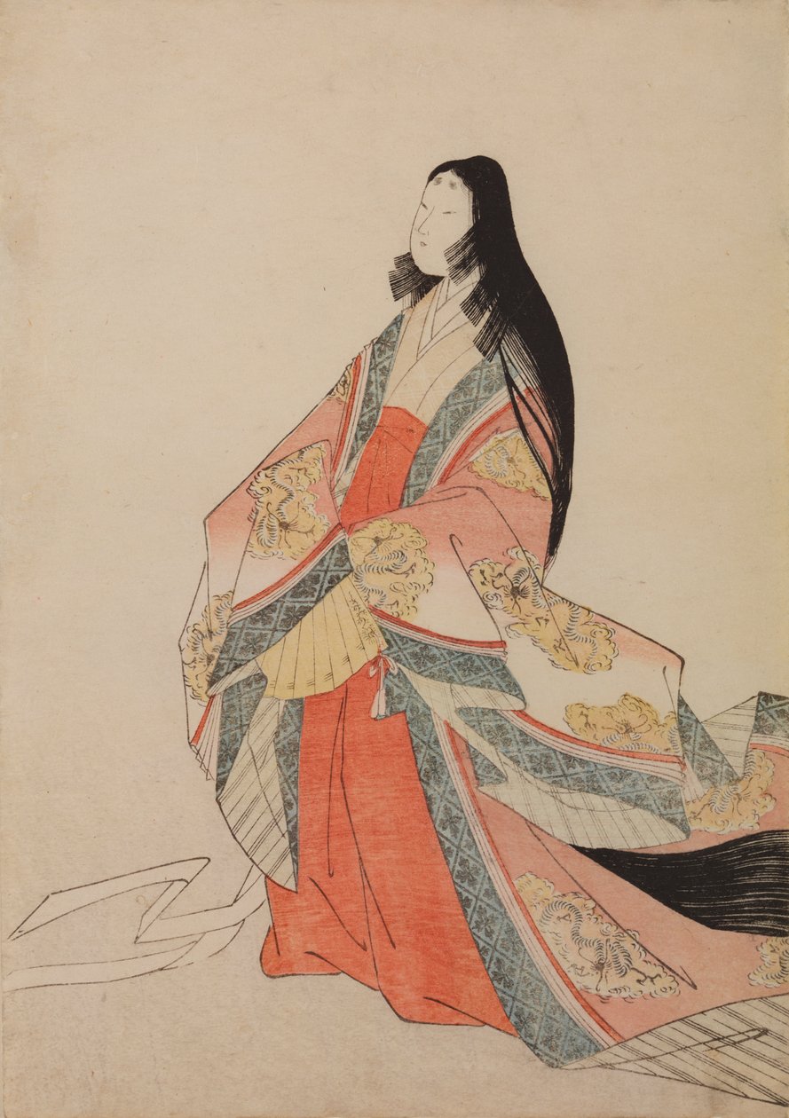 Dama da corte, ilustração do álbum: Trinta e seis poetisas / Nishiki-zuri onna sanju rokkasen e-zukushi de Chobunsai Eishi