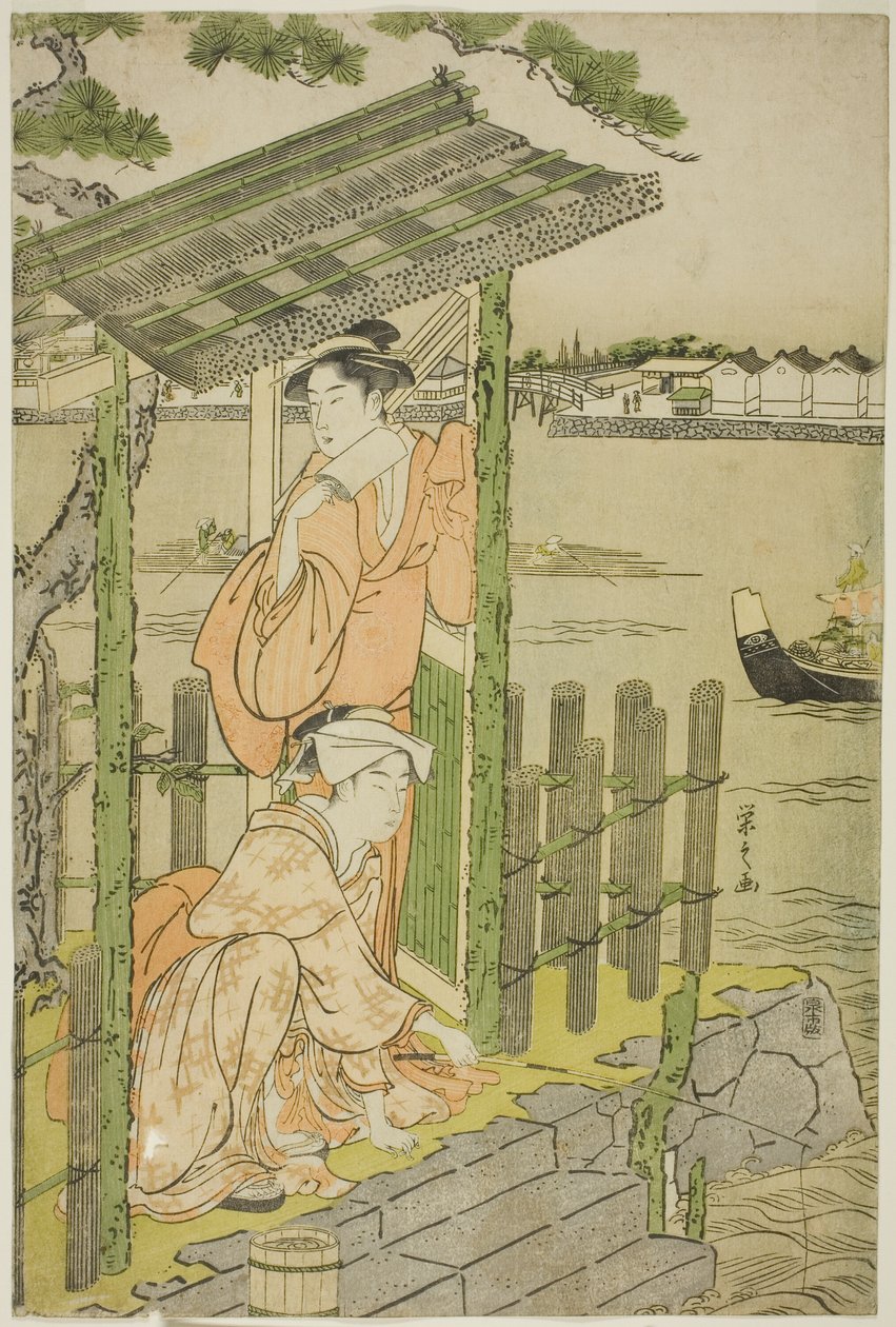 Reunindo-se em uma casa de chá na margem do rio Sumida de Chobunsai Eishi