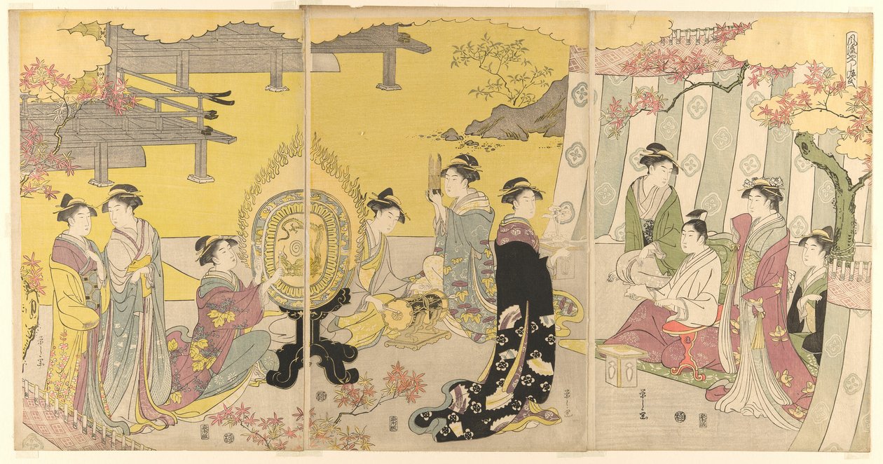 Momiji no ga, da série "A Fashionable Parody of the Tale of Genji (Furyu yatsushi Genji)" de Chobunsai Eishi