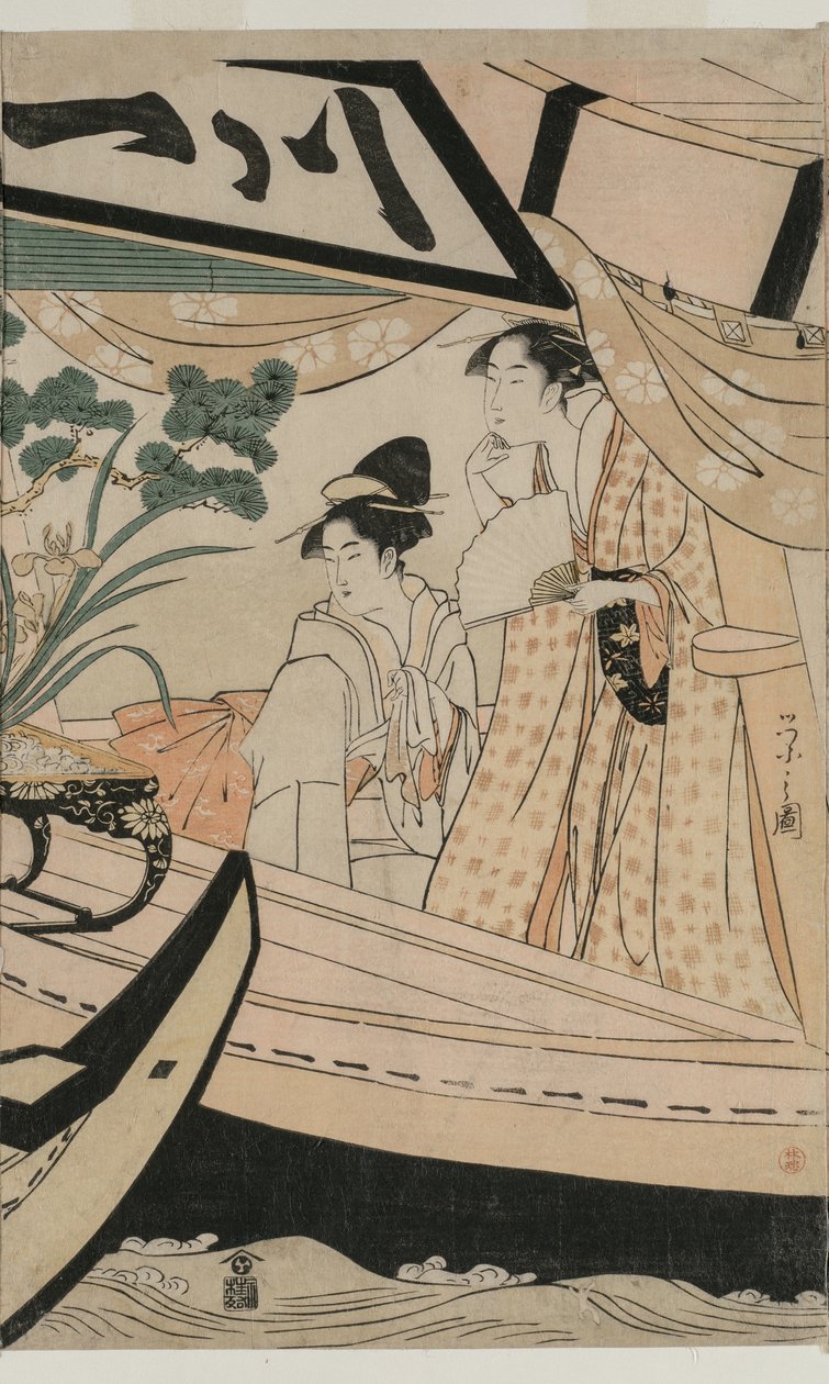 Festa no barco de recreio Kawaichimaru de Chobunsai Eishi