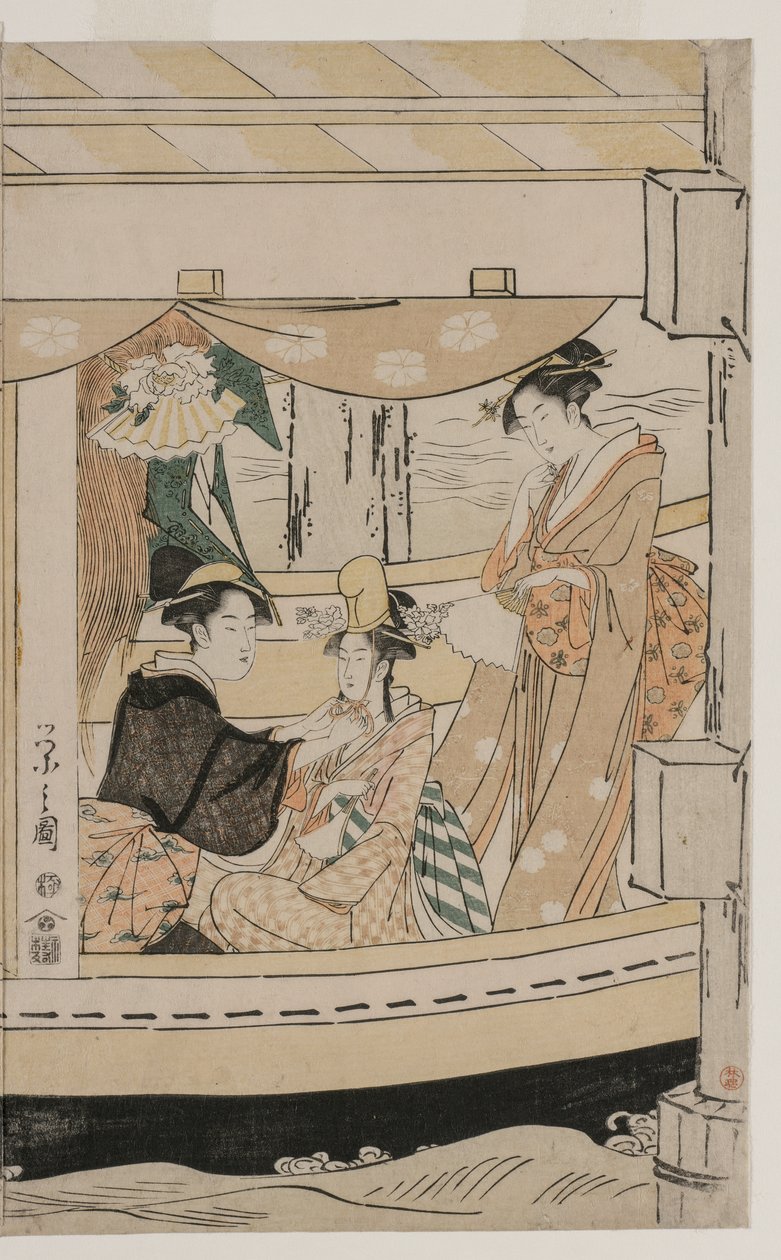 Festa no barco de recreio Kawaichimaru de Chobunsai Eishi