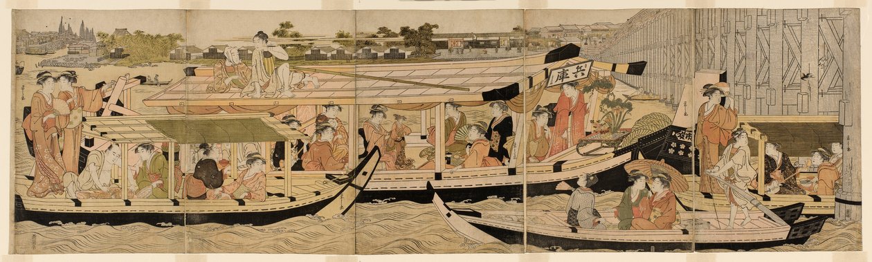 Barcos de recreio no rio Sumida de Chobunsai Eishi