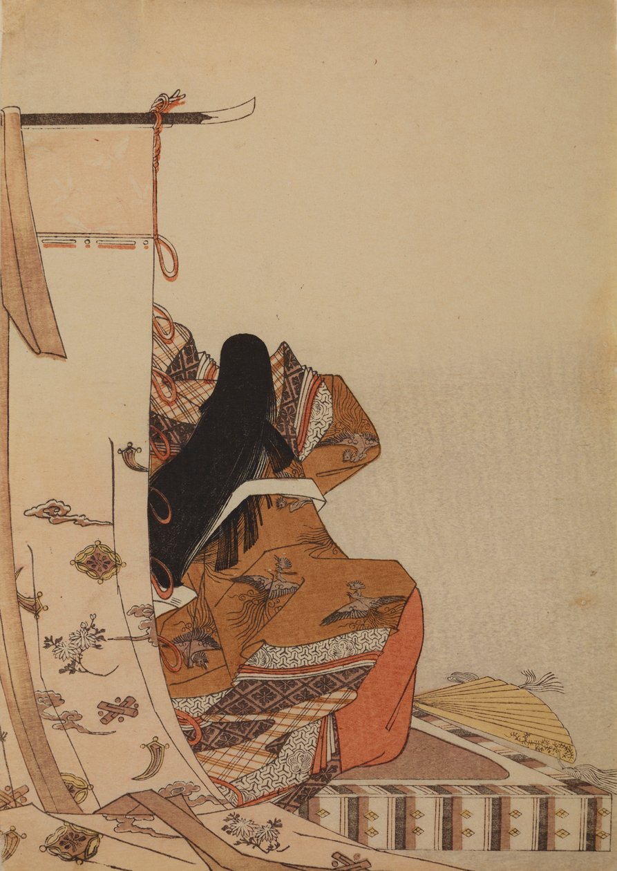A poetisa Shikishi Naishinno, do álbum: Nishikizukuri onna sanjurokkasen ezukushi de Chobunsai Eishi