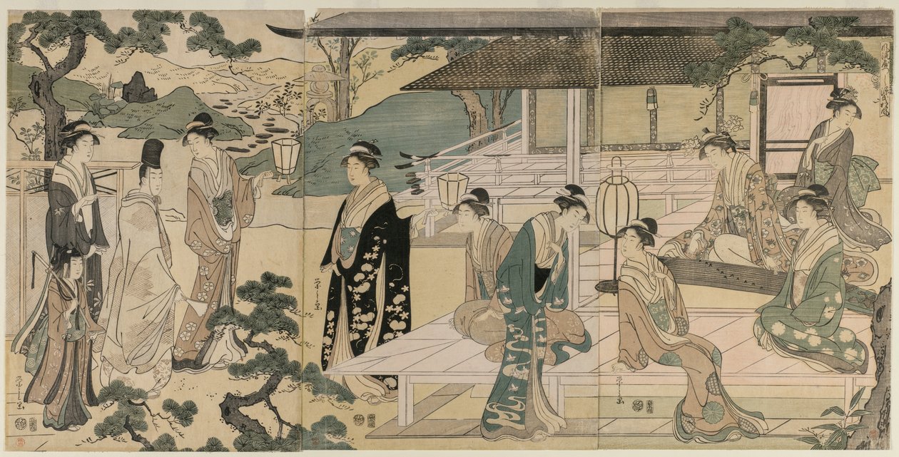 O Capítulo Matsukaze do Conto de Genji (da série The Tale of Genji in Elegant Modern Dress) de Chobunsai Eishi