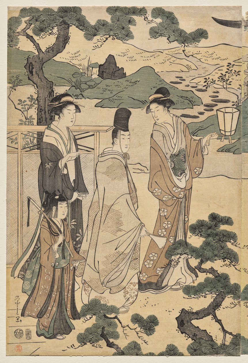 O Capítulo Matsukaze do Conto de Genji (da série The Tale of Genji in Elegant Modern Dress) de Chobunsai Eishi