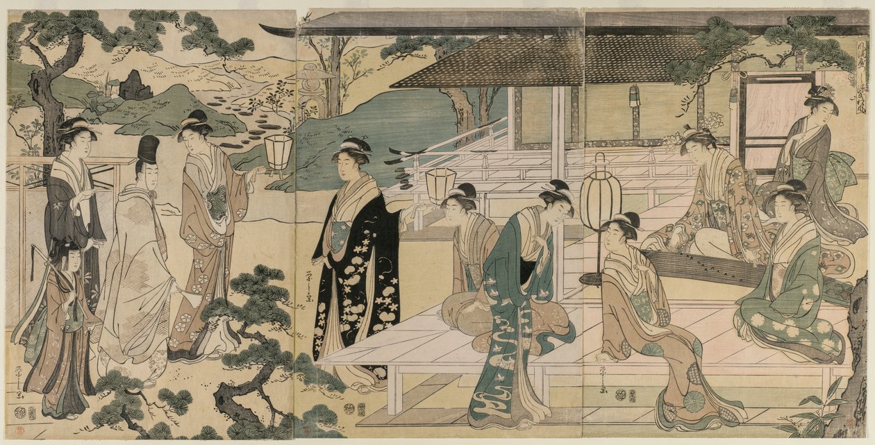 O capítulo Matsukaze do conto de Genji da série O conto de Genji, c. 1791 de Chobunsai Eishi