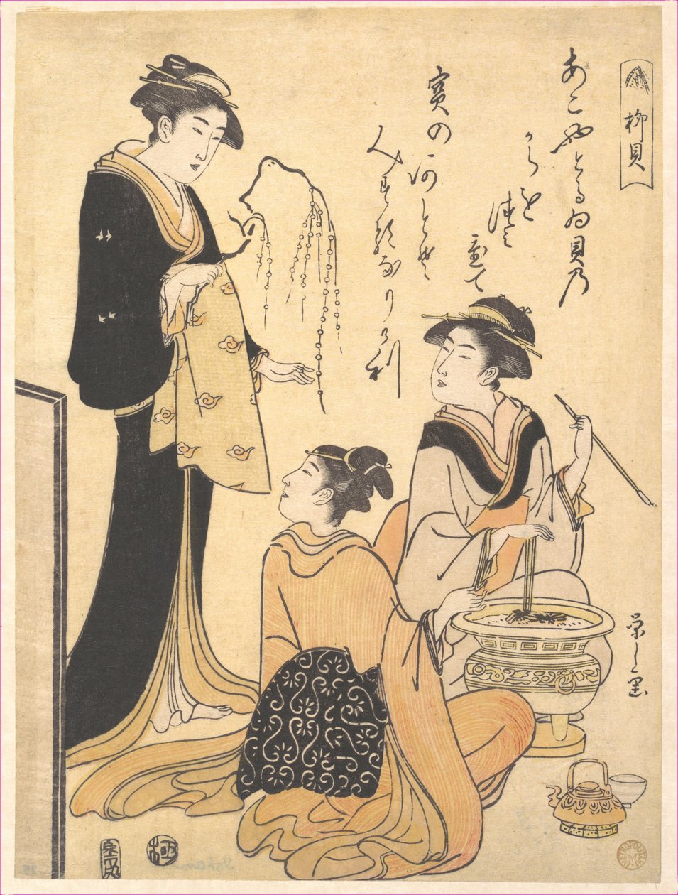 A Concha do Salgueiro (Yanagi-kai), de uma série sem título de gravuras de beleza sobre o tema das conchas de Chobunsai Eishi