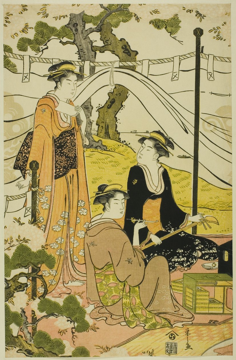 Vendo as flores de cerejeira em Goten Hill de Chobunsai Eishi