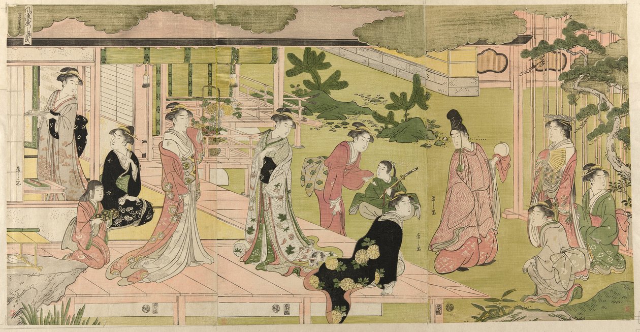 Wakana, Parte 1 (Wakana, jo), da série "A Fashionable Parody of the Tale of Genji (Furyu yatsushi Genji)" de Chobunsai Eishi