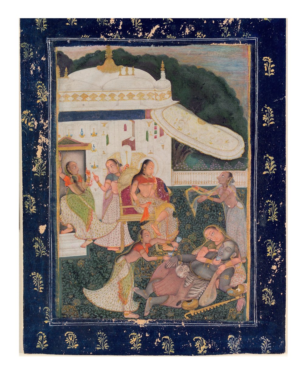 Desmaio à vista da bela Kamakandala, c.1785 (wc opaca e ouro sobre papel) de Chokha