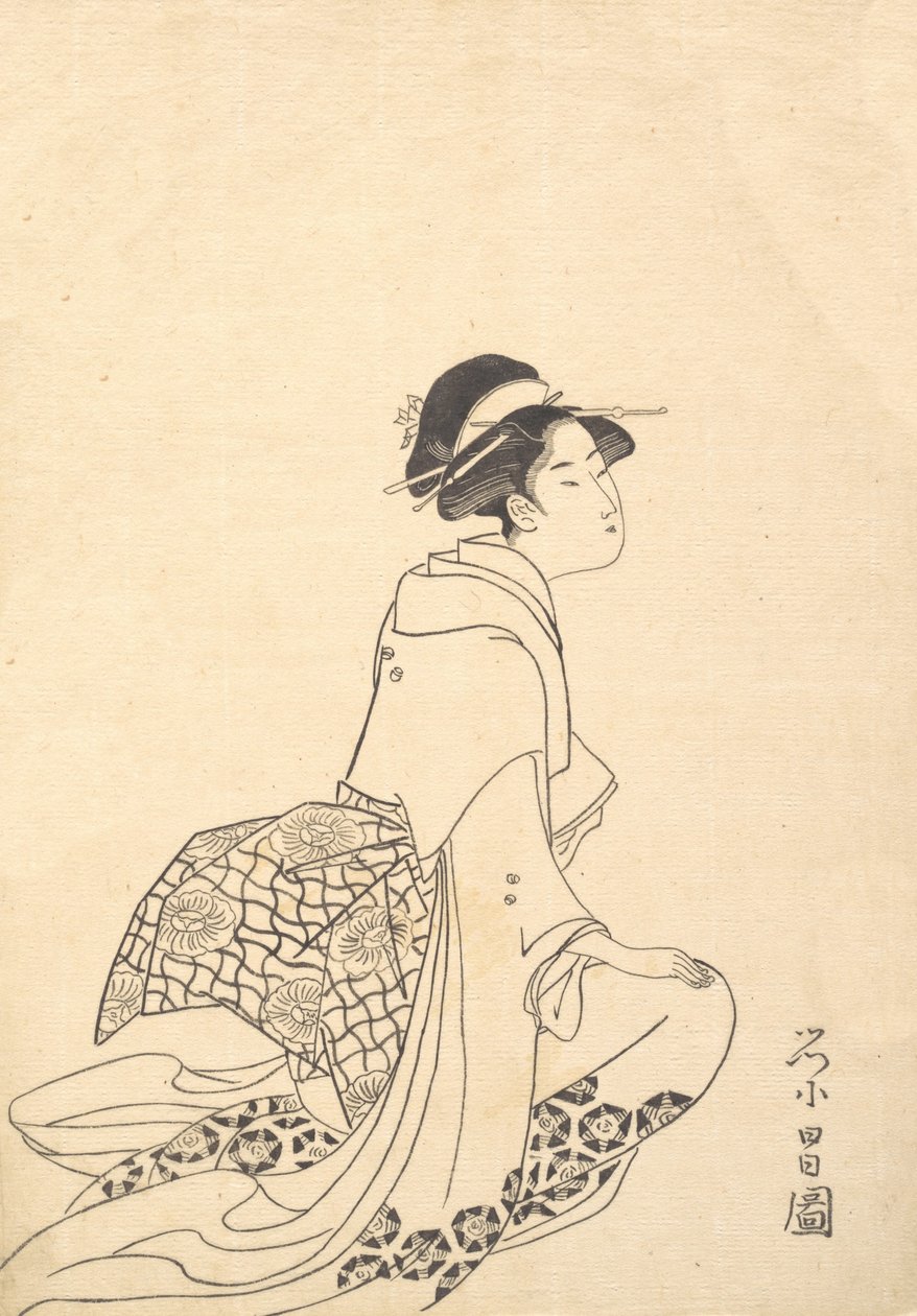 Uma Mulher Ajoelhada. de Chokosai Eisho
