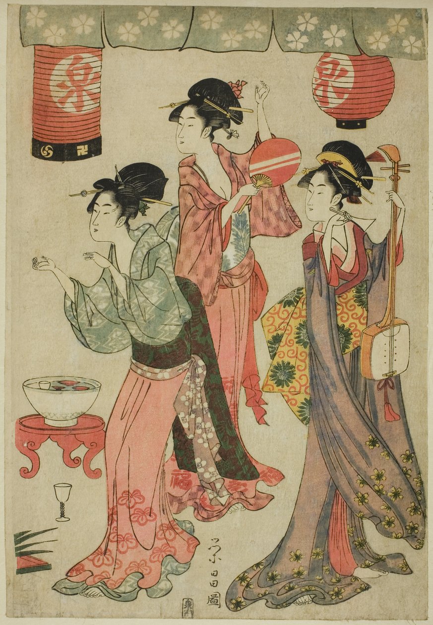 Festa em uma casa de chá, de uma paródia de Chushingura de Chokosai Eisho