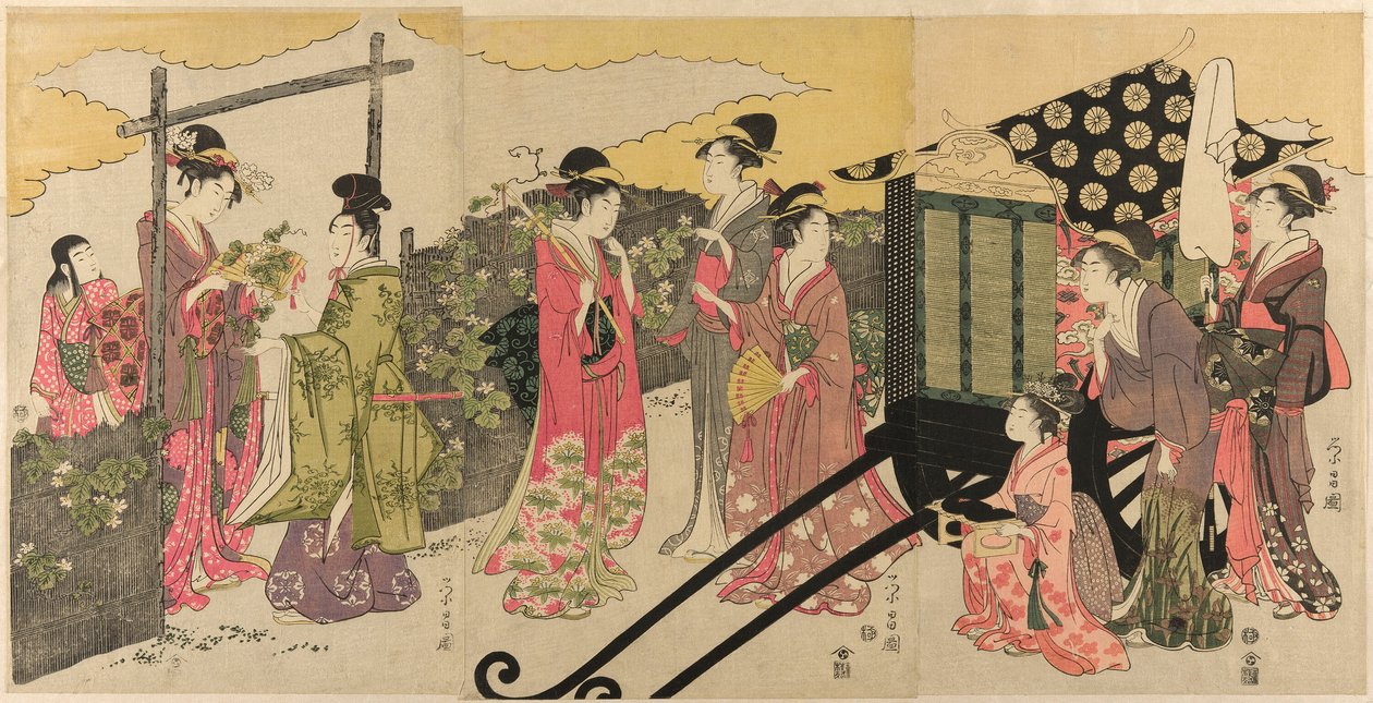 Paródia do Capítulo Yugao do Conto de Genji de Chokosai Eisho