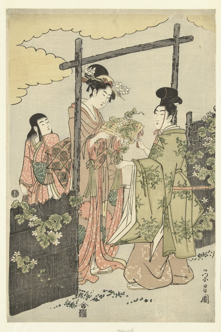 Prins Genji en Yugao de Chokosai Eisho
