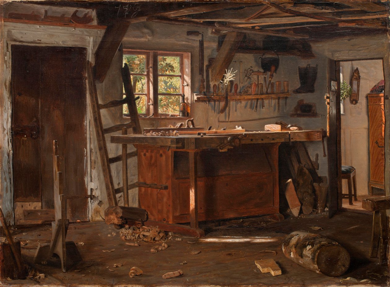 Uma oficina de carpinteiros. de Christen Dalsgaard