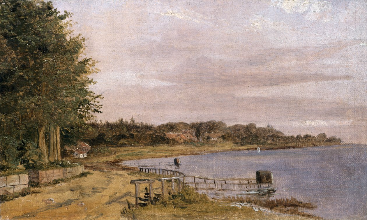 Margem do rio em Emilliekilde de Christen Schjellerup Købke