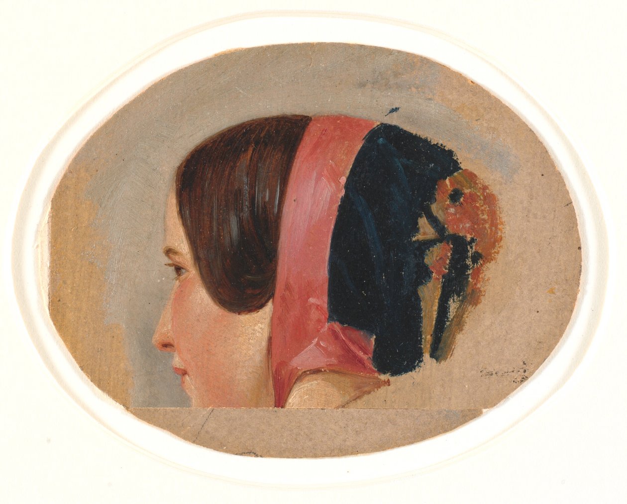 Retrato de jovem com beijo, perfil virado para a esquerda de Christen Dalsgaard
