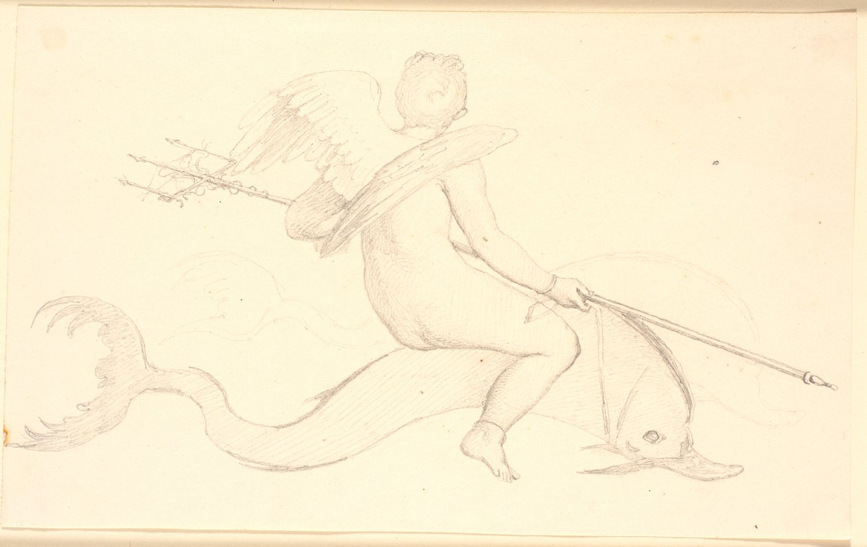 Cupido montando em um golfinho. motivo pompeiano de Christen Købke