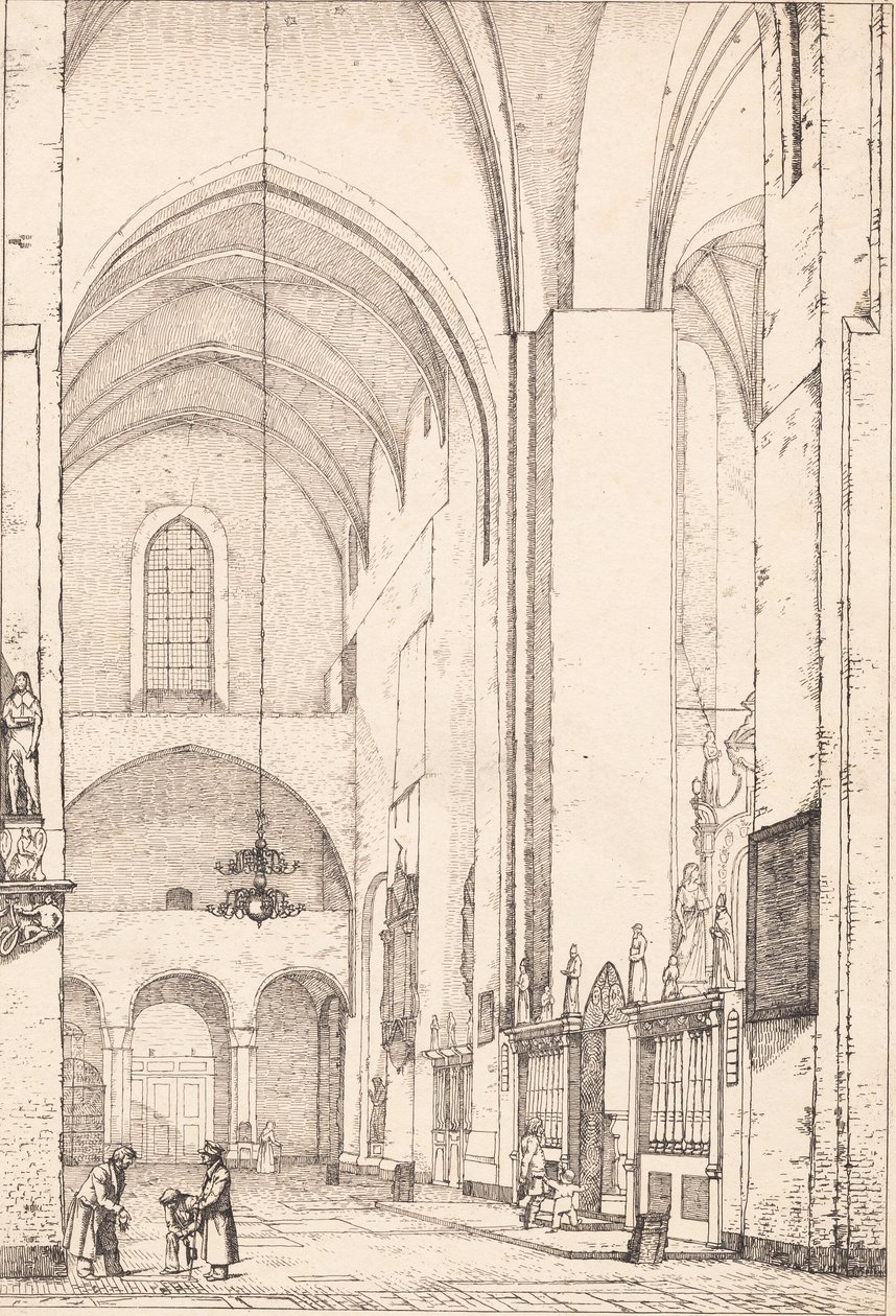 Dinamarquês: Prospeto do interior do transepto norte da Catedral de Aarhus de Christen Købke